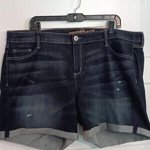 Arizona Midi Shorts-Juniors Plus Size 20 Cuffed Distressed Dark Wash